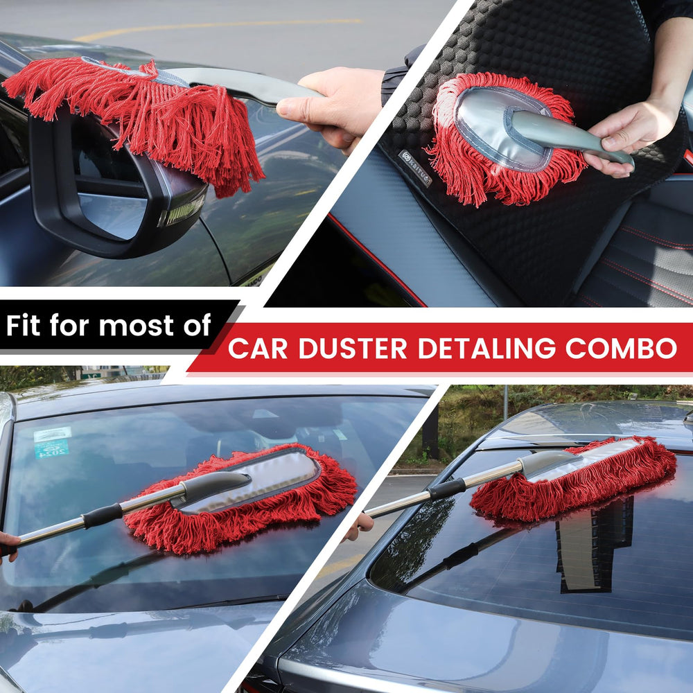 IPELY duster sweeping a car hood, quick dust removal benefit