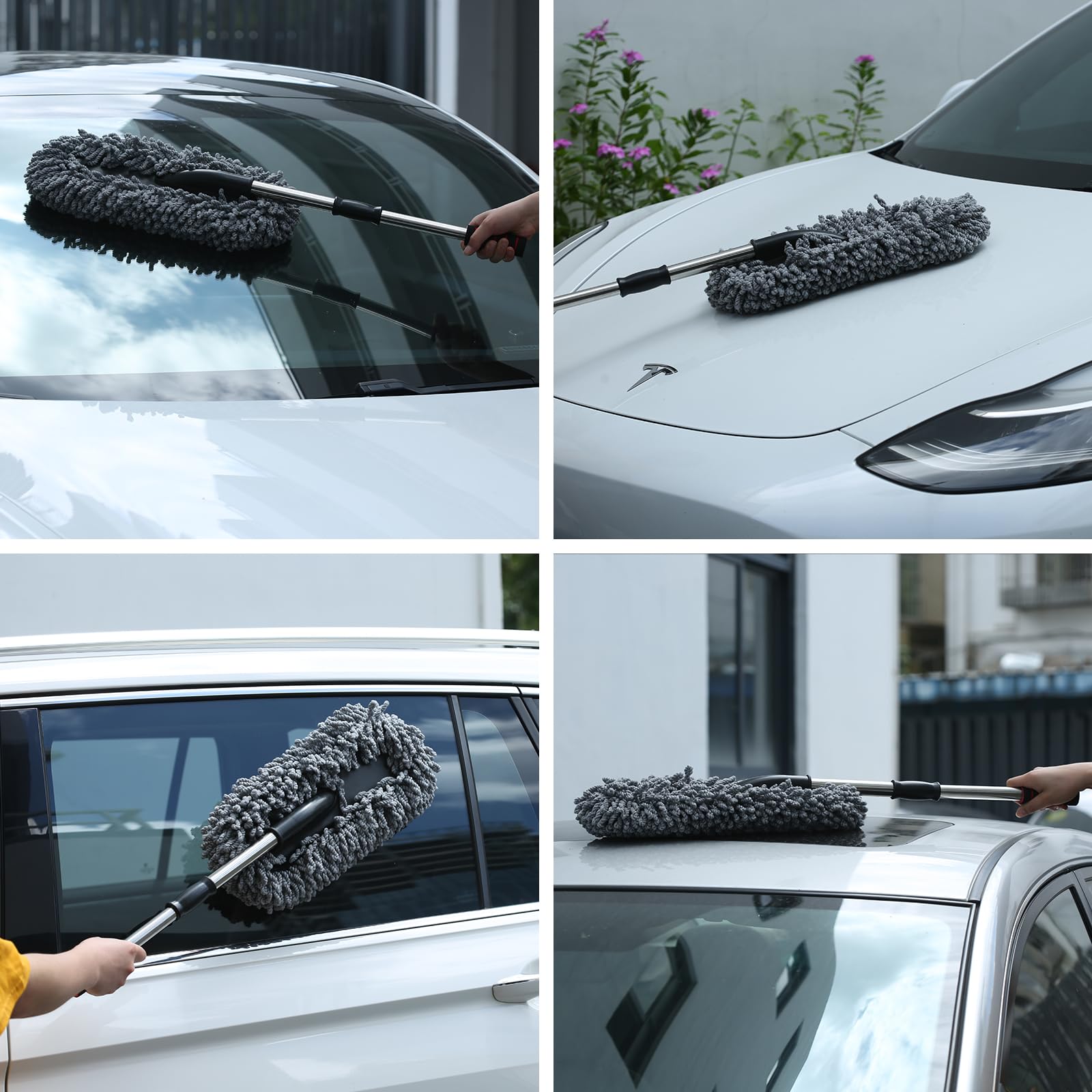 IPELY duster fully extended reaching high car roof for easier access