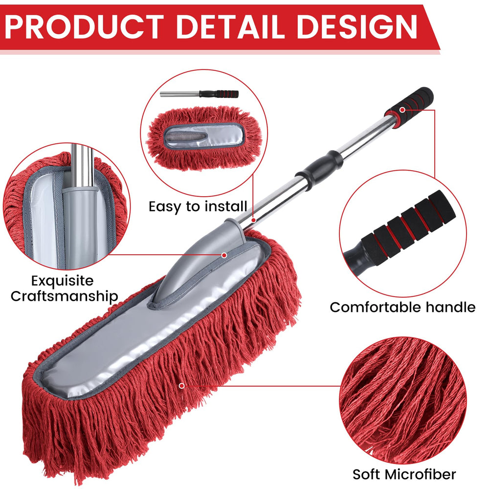 IPELY duster heads being rinsed under water, easy washable maintenance