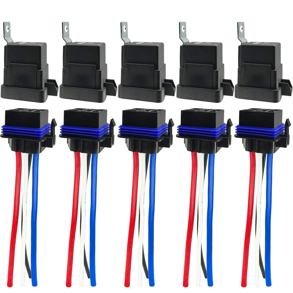 iRhapsody front view of five-relay kit showing compact waterproof housings and secure terminals for reliable switching