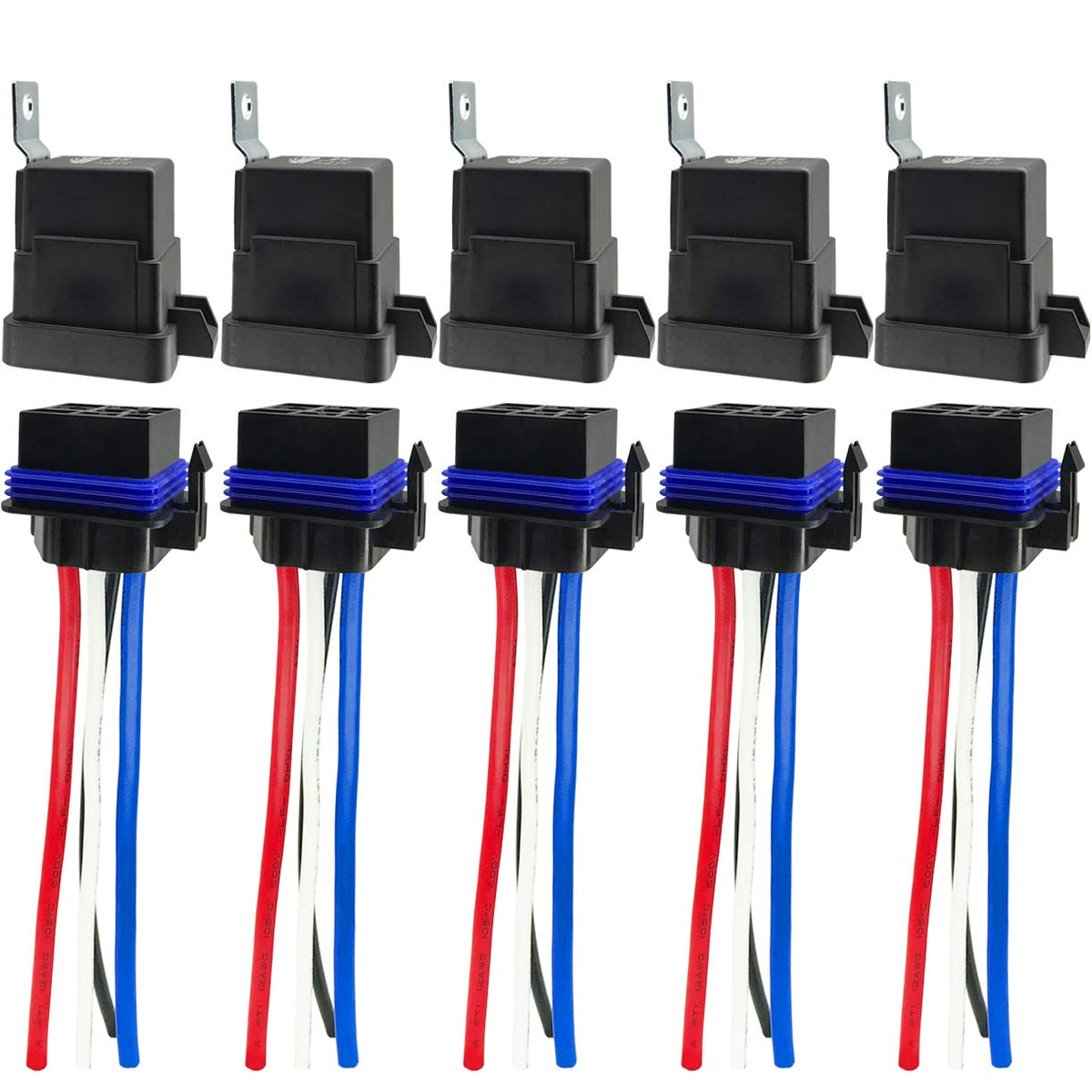 iRhapsody front view of five-relay kit showing compact waterproof housings and secure terminals for reliable switching