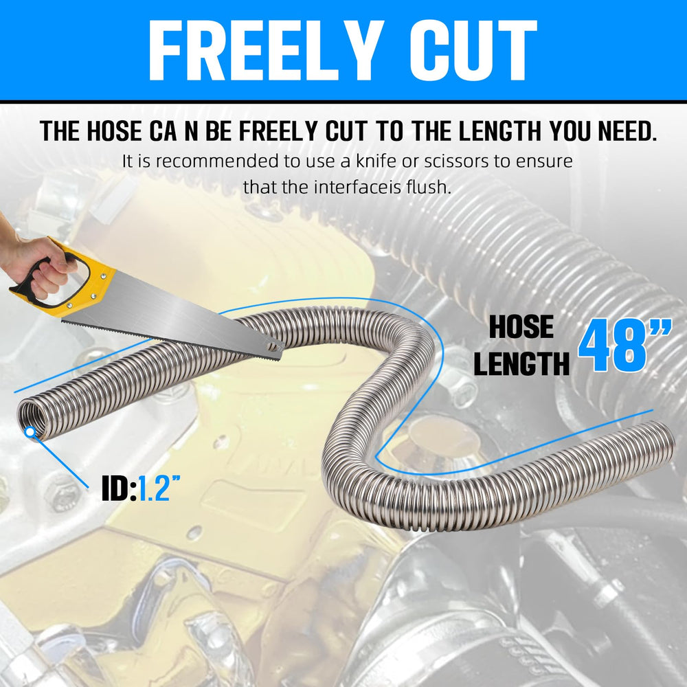 iRKY hose beside ruler showing 48-inch length and adaptability for custom jobs