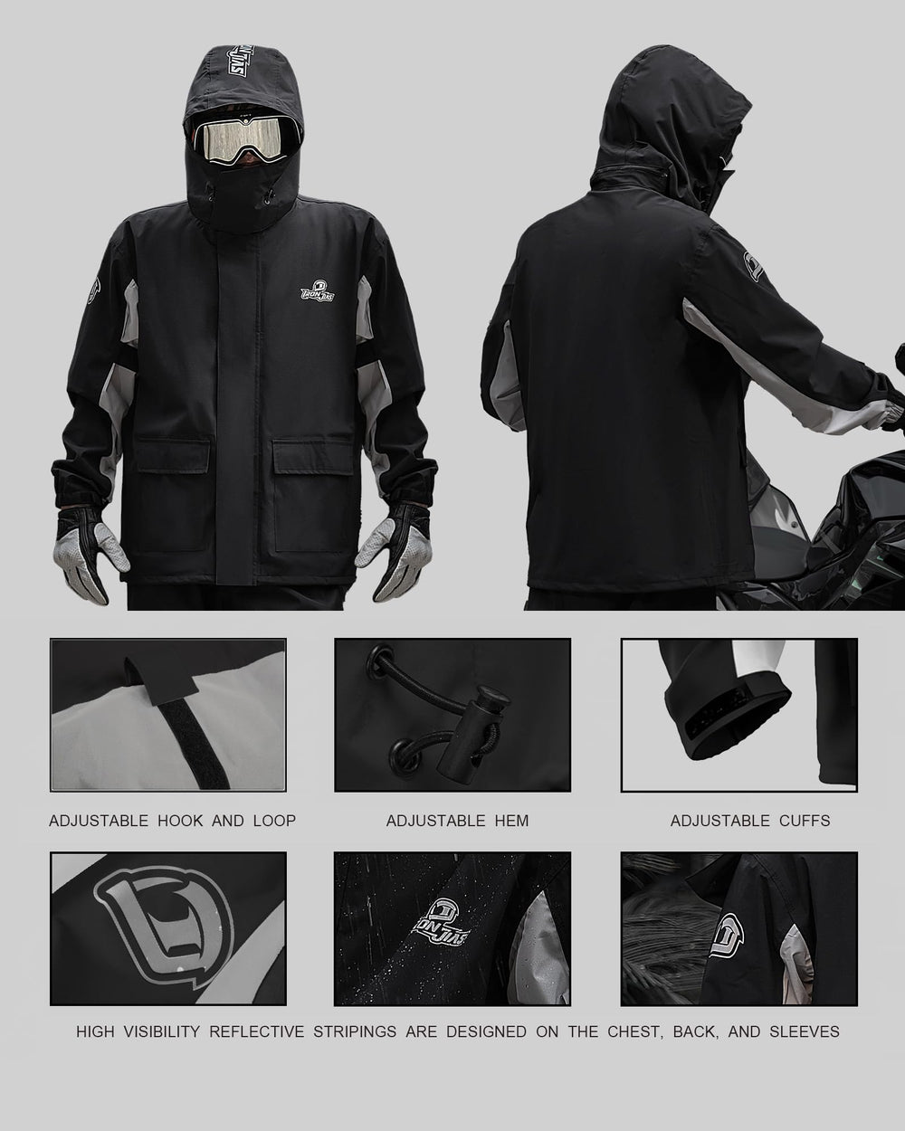 IRON JIA'S detachable hood offering adaptable coverage and ventilation