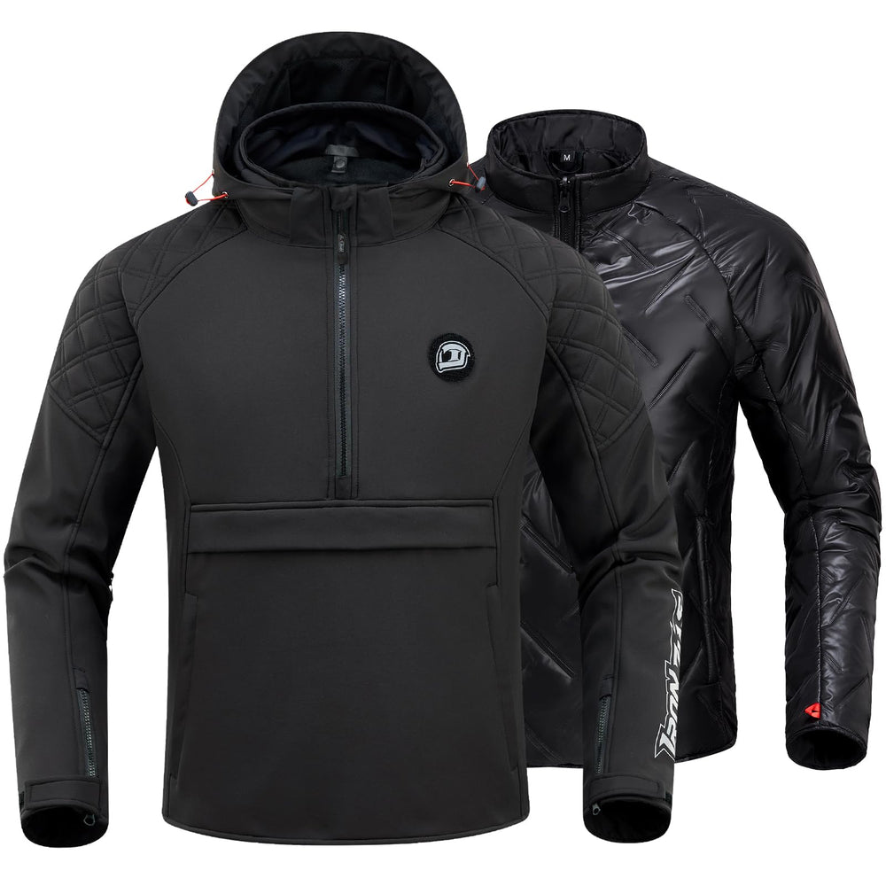 IRON JIA'S front view of jacket showing slim fit and protection benefits