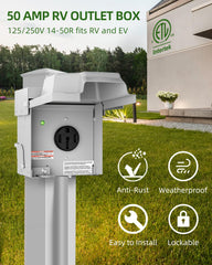 islewire open cover with visible NEMA 14-50R receptacle, easy access for plugging