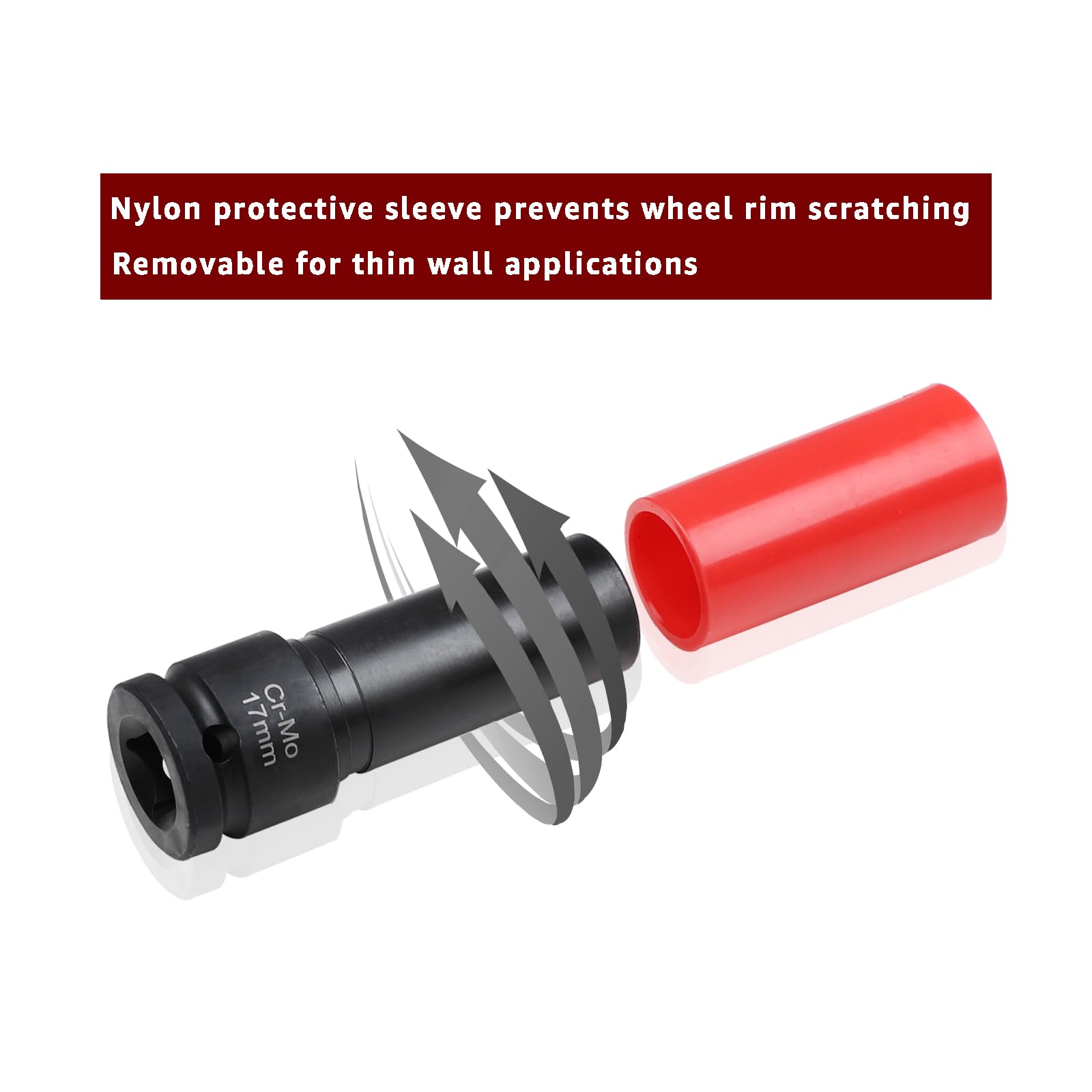 ITEQ red protective sleeve close-up preventing wheel scratches and scuffs