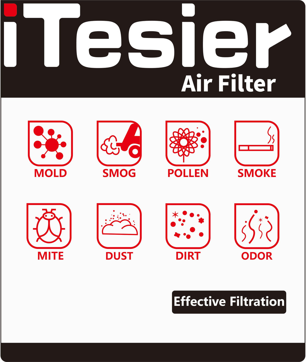 ITESIER cabin filter close-up of charcoal layer for odor adsorption