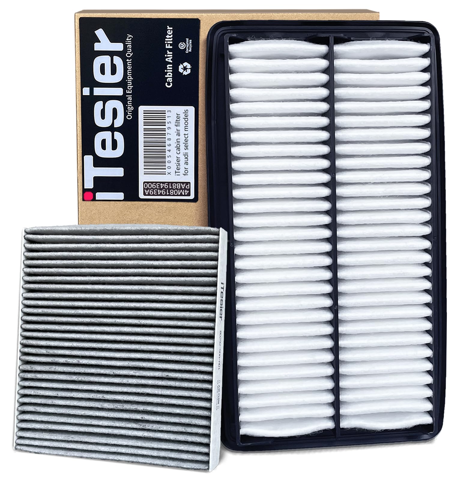 ITESIER front packaging showing both engine and cabin filters and clear fit information