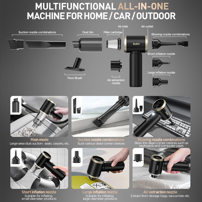itutn long blower nozzle clearing vents and dust for quick detailing