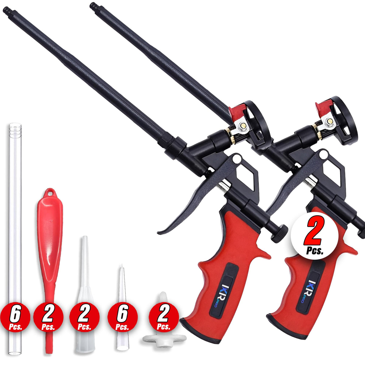 ixirpro front view of dual guns and 18 extenders showing organized kit and efficiency