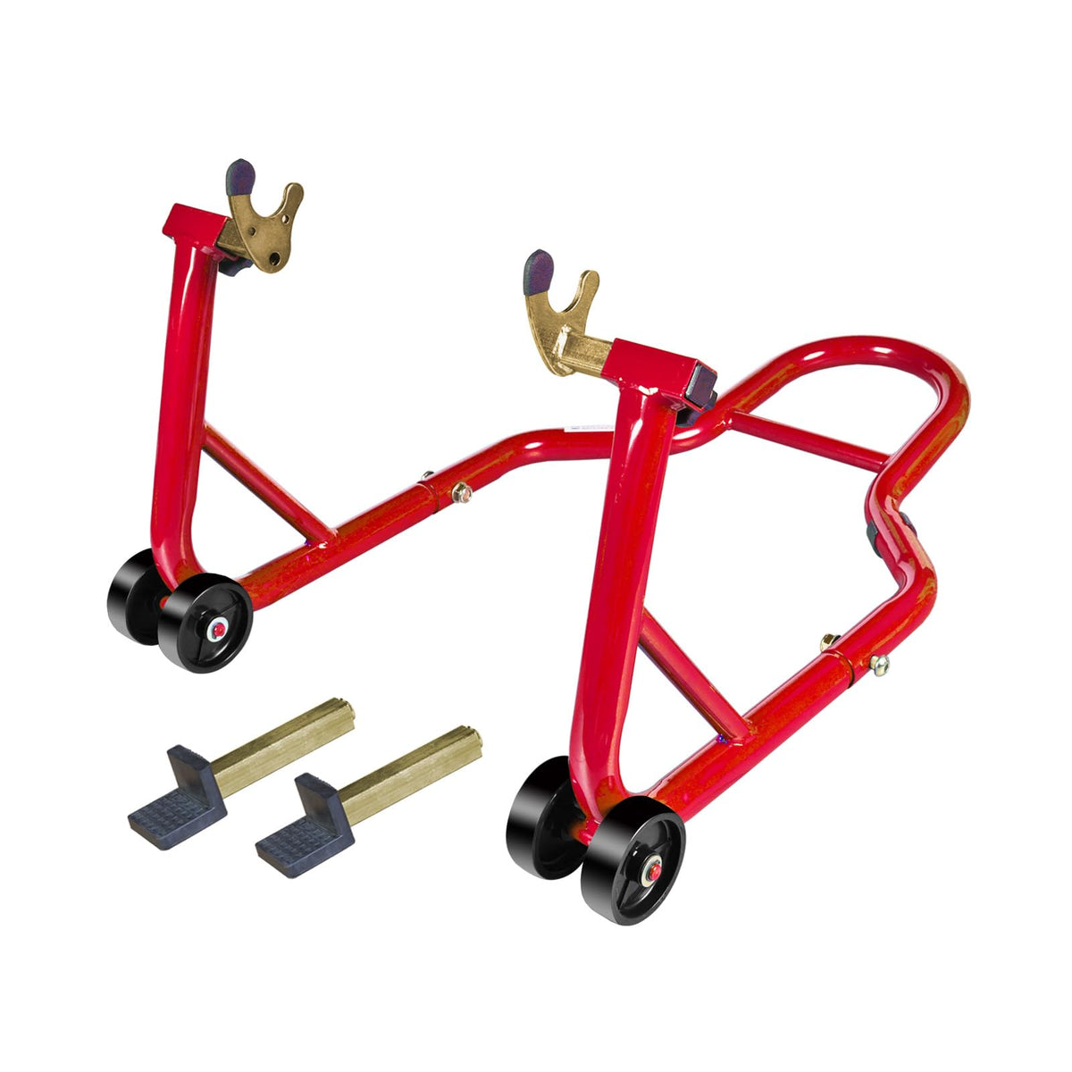 Jack Boss front fork support full view showing stable lift benefit