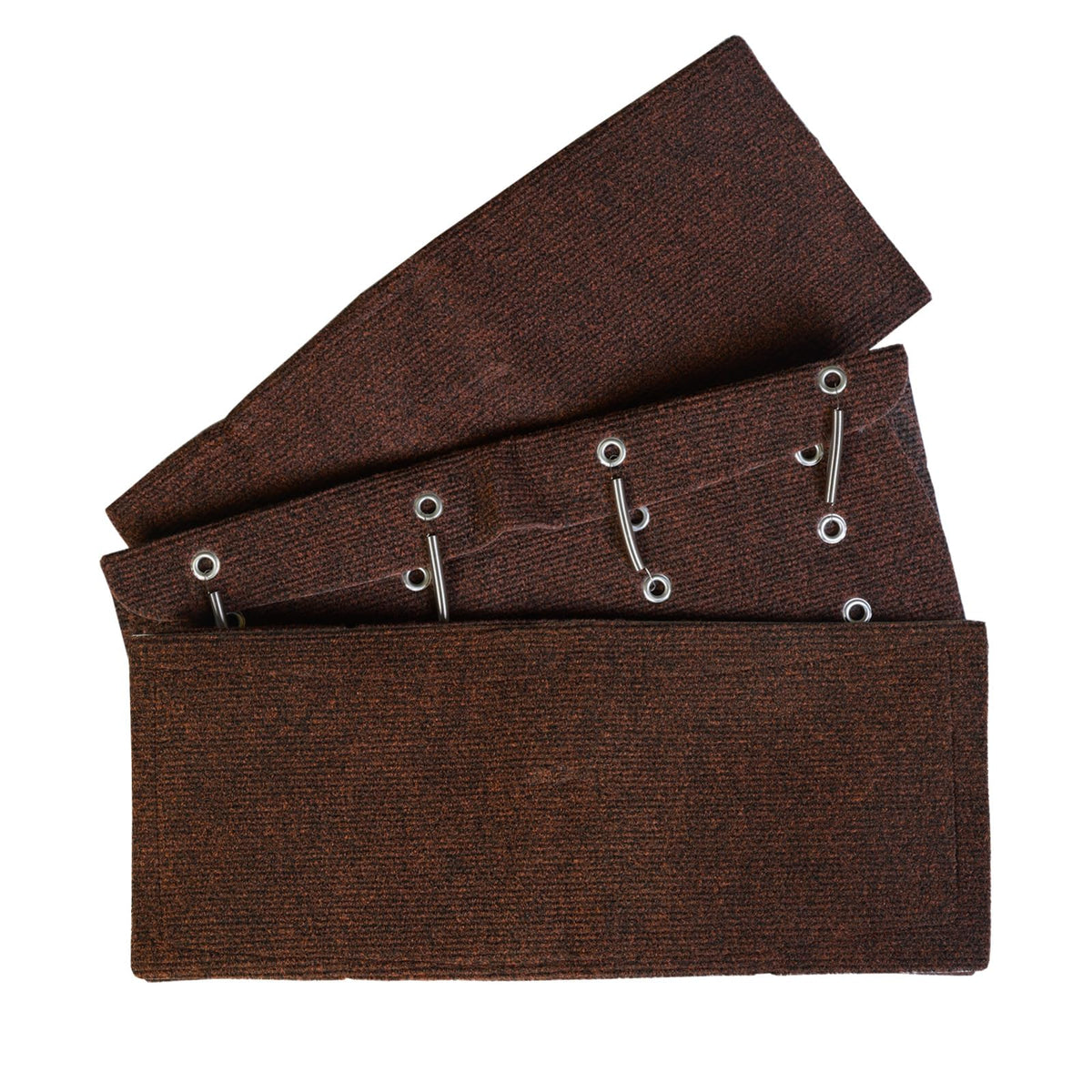 Jack Boss front view of three brown step covers showing ready-to-install set and style benefit