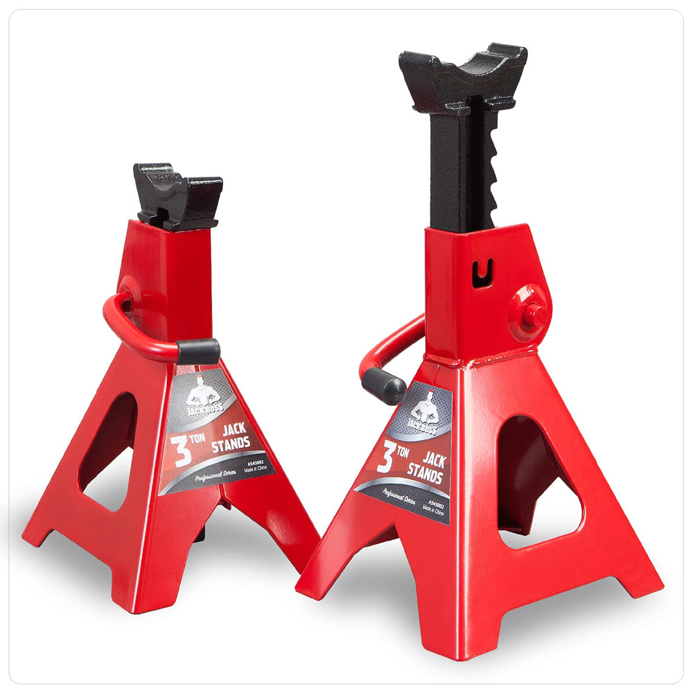 Jack Boss front view of both stands showing compact, stable support