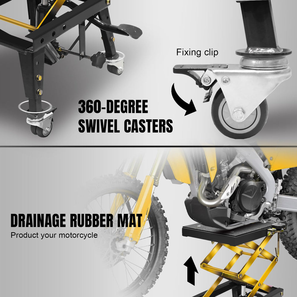 Jack Boss lifted motorcycle in garage demonstrating clear access for maintenance benefit