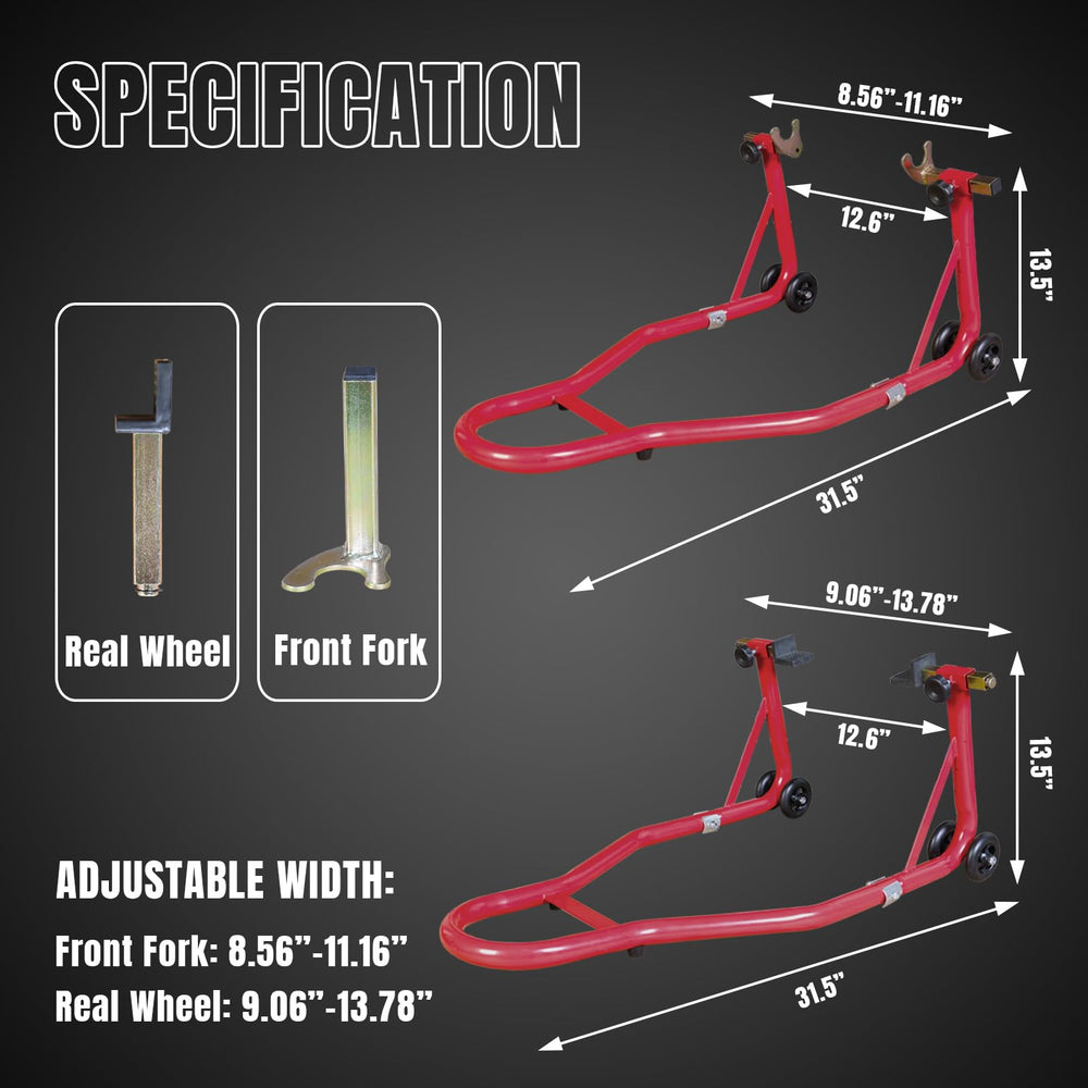 Jack Boss rear swingarm lift front angle illustrating secure support