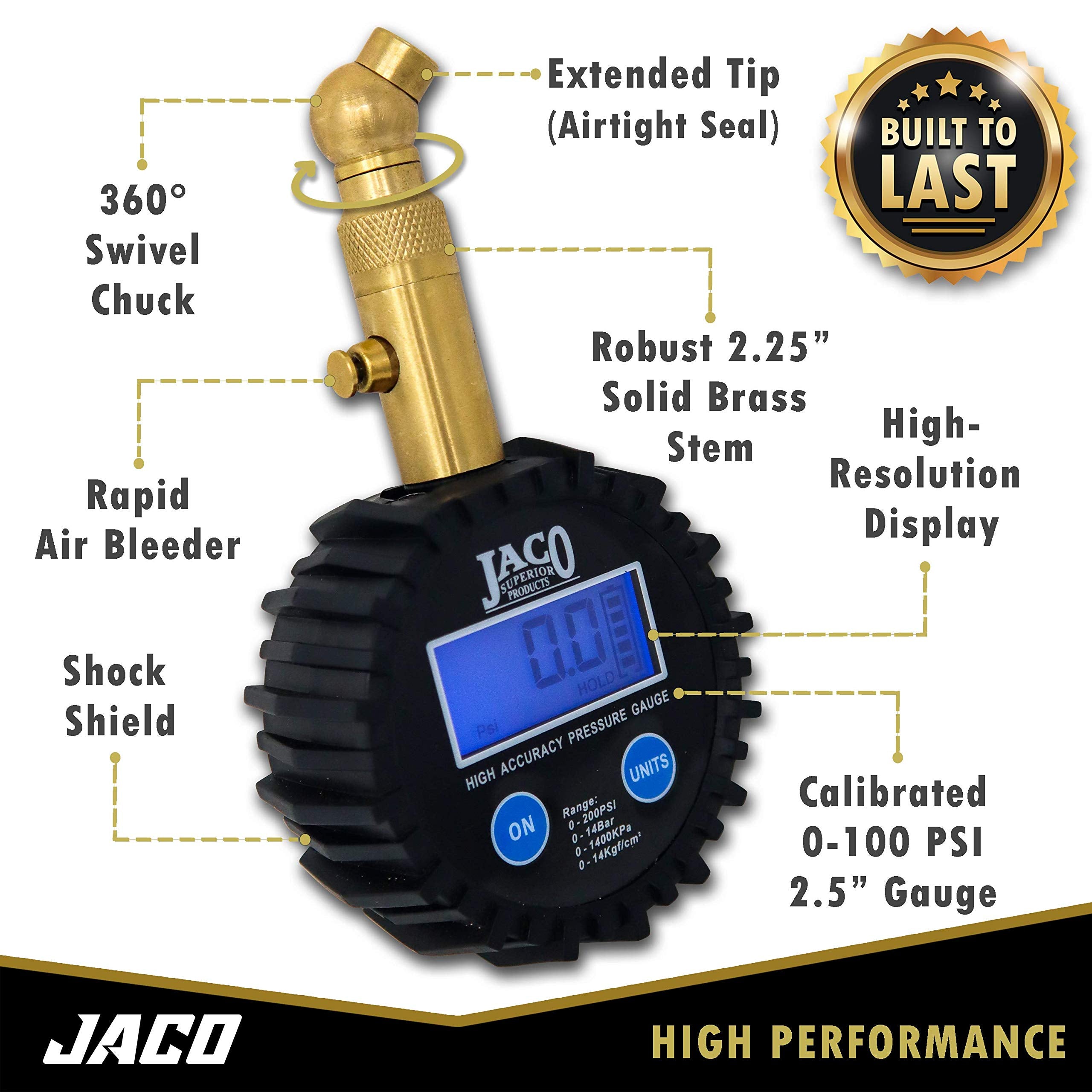 JACO Elite brass stem close-up highlighting solid brass construction and longevity
