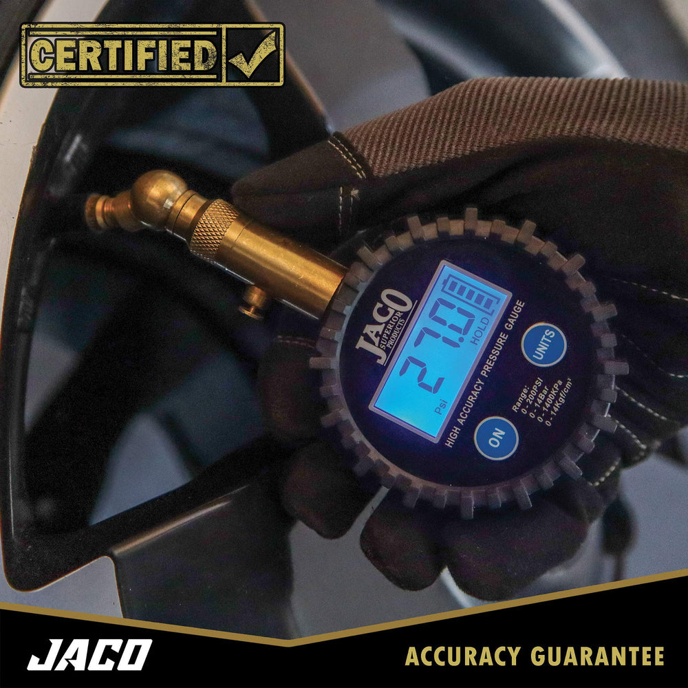 JACO Elite LCD display lit with backlight showing clear, lock-on readings benefit