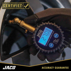 JACO Elite LCD display lit with backlight showing clear, lock-on readings benefit