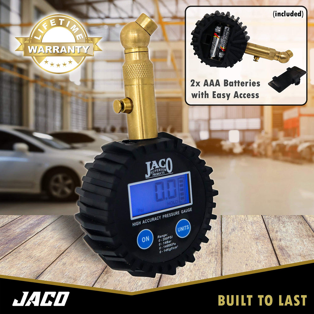 JACO Elite in car trunk ready for travel offering dependable tire checks on the road