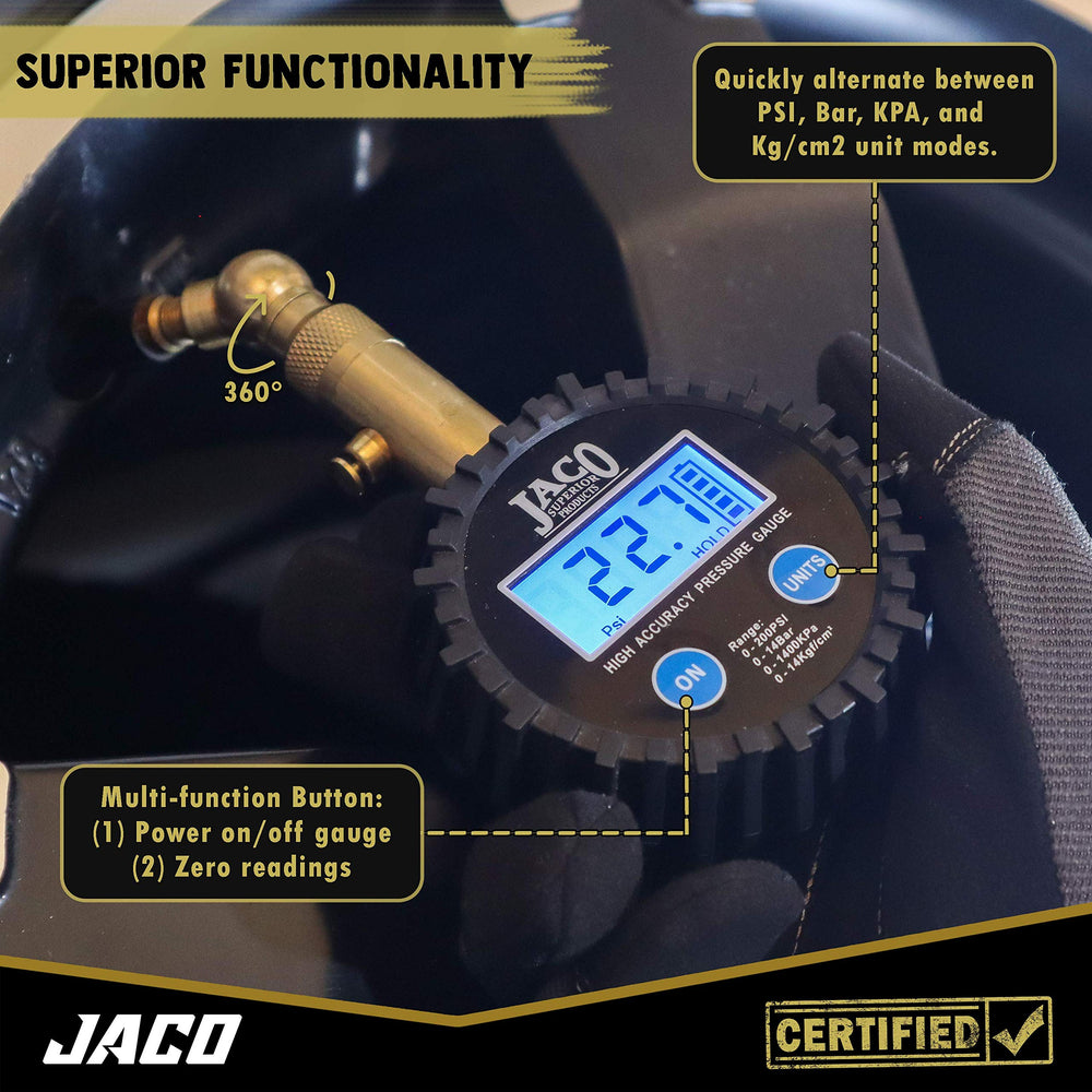 JACO Elite swivel chuck sealing a valve showing airtight connection for accuracy