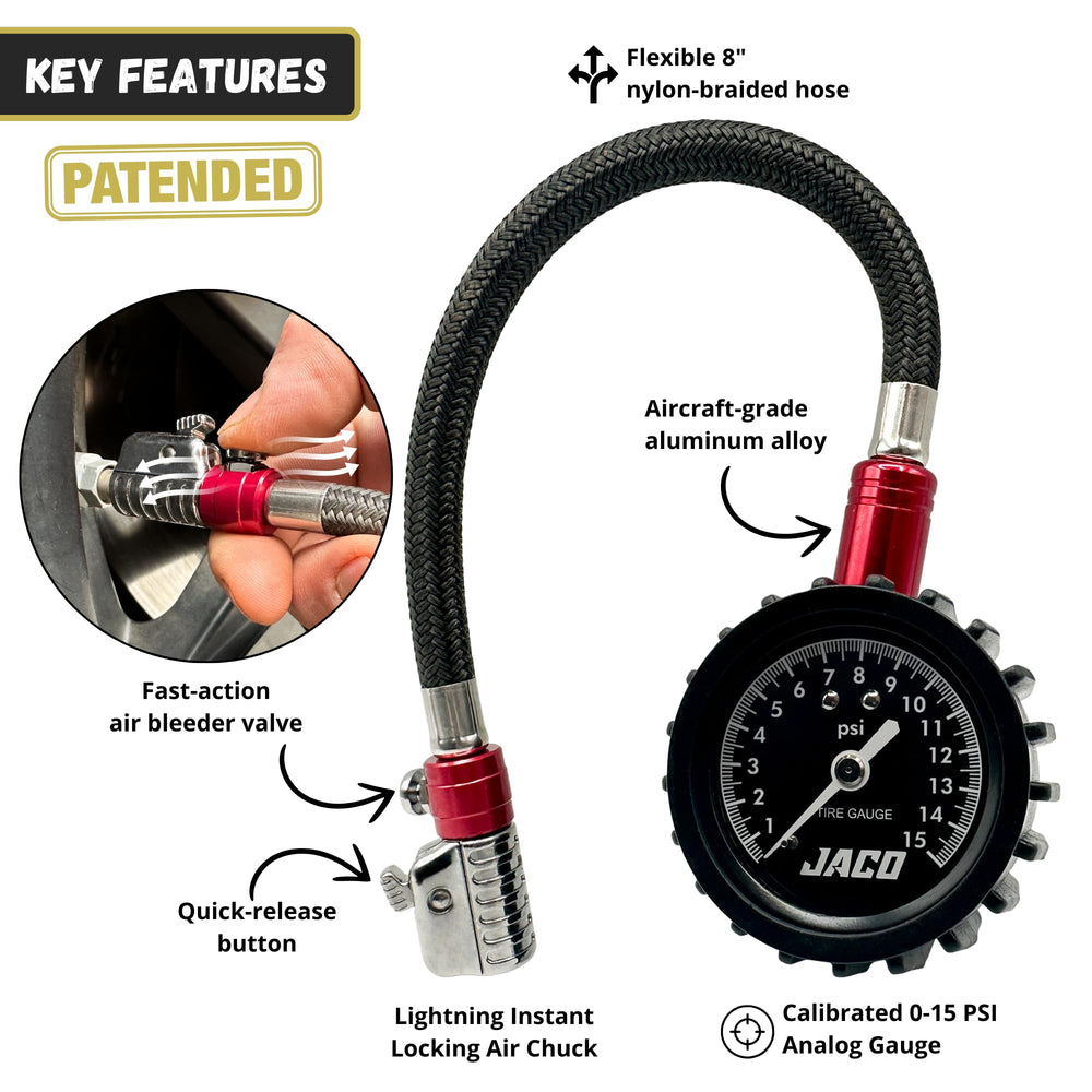 JACO ElitePro-X lightning chuck close-up demonstrating push-to-lock seal for leak-free readings