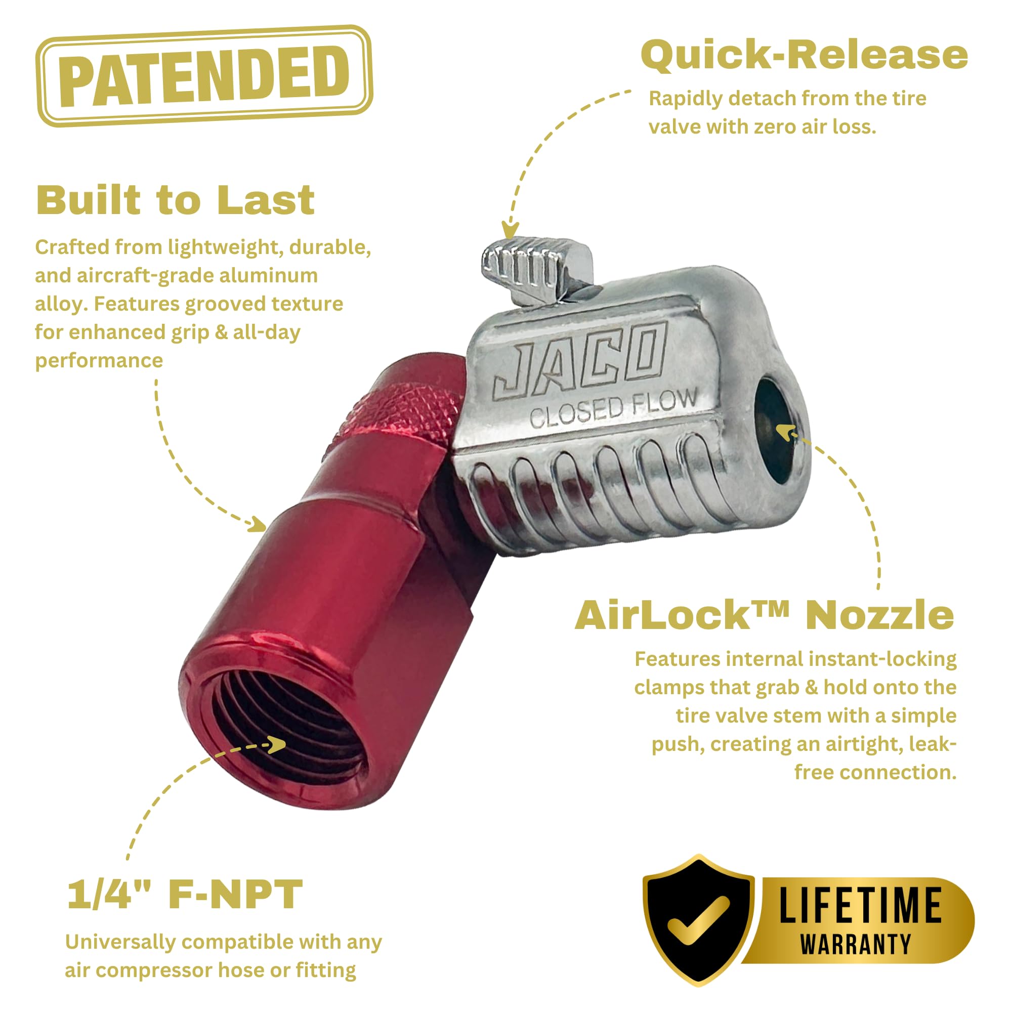 JACO Lightning L2 close-up of patented self-locking nozzle for fast secure seal
