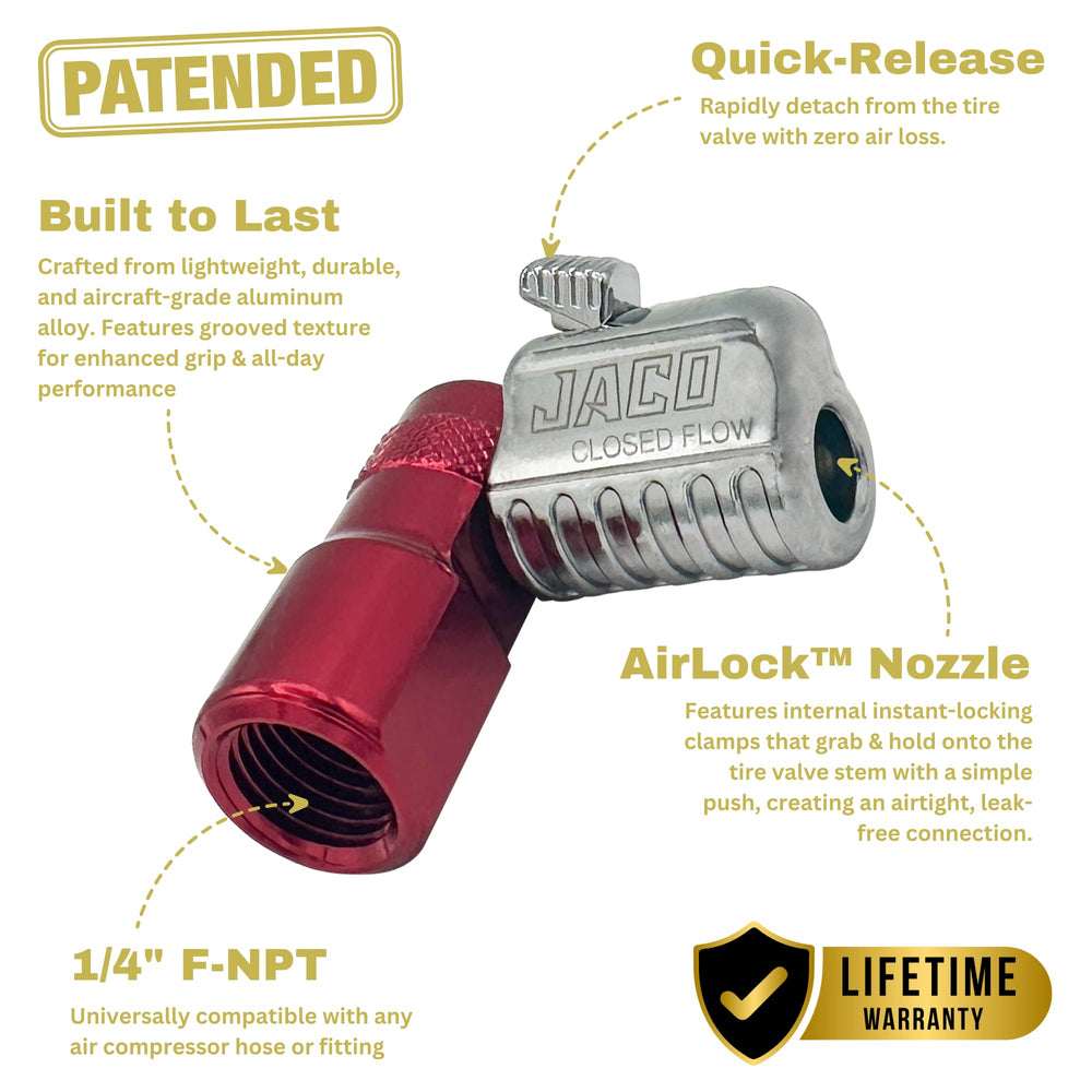 JACO Lightning L2 close-up of patented self-locking nozzle for fast secure seal