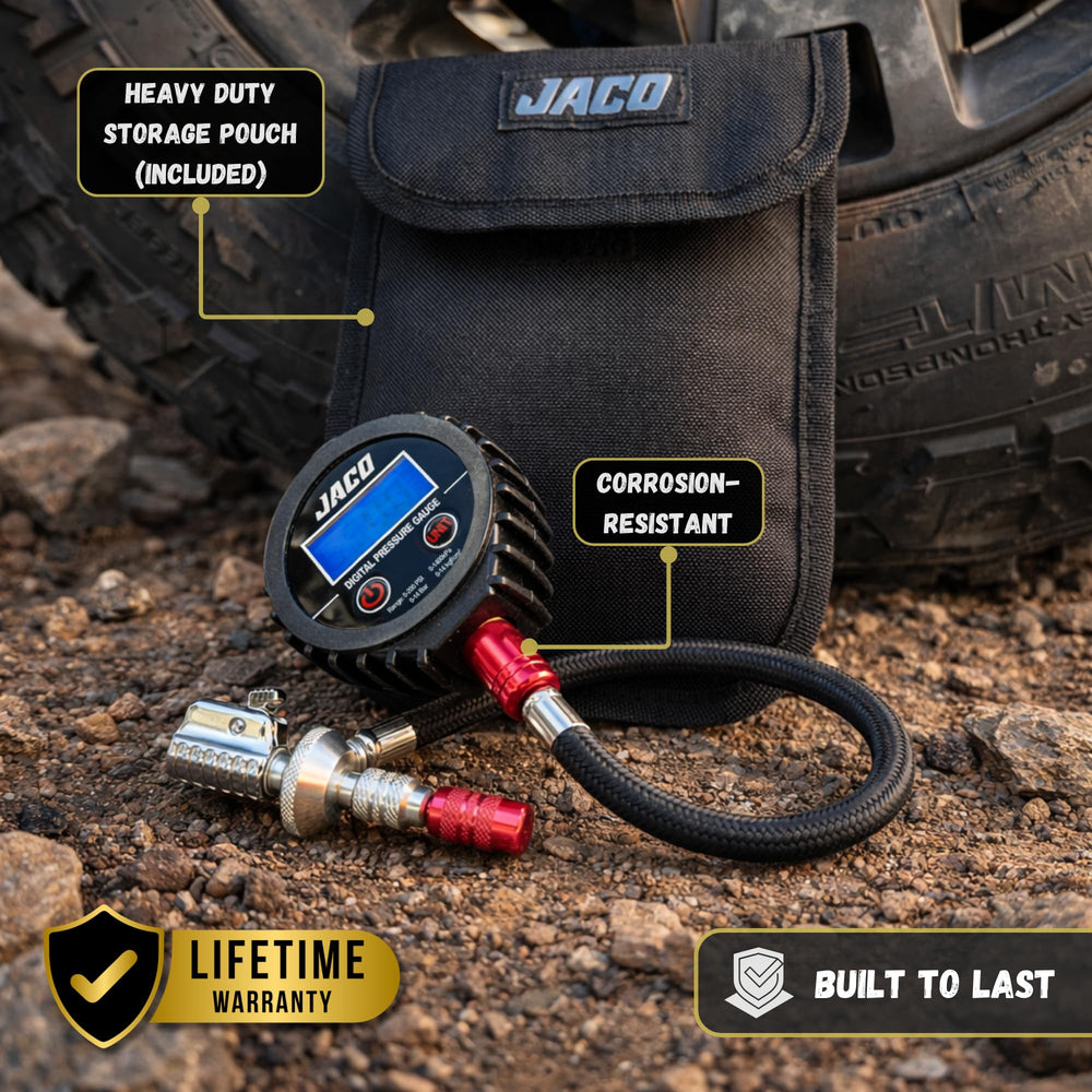JACO Lightning RX4 attached to an off-road tire showing fast, controlled air down