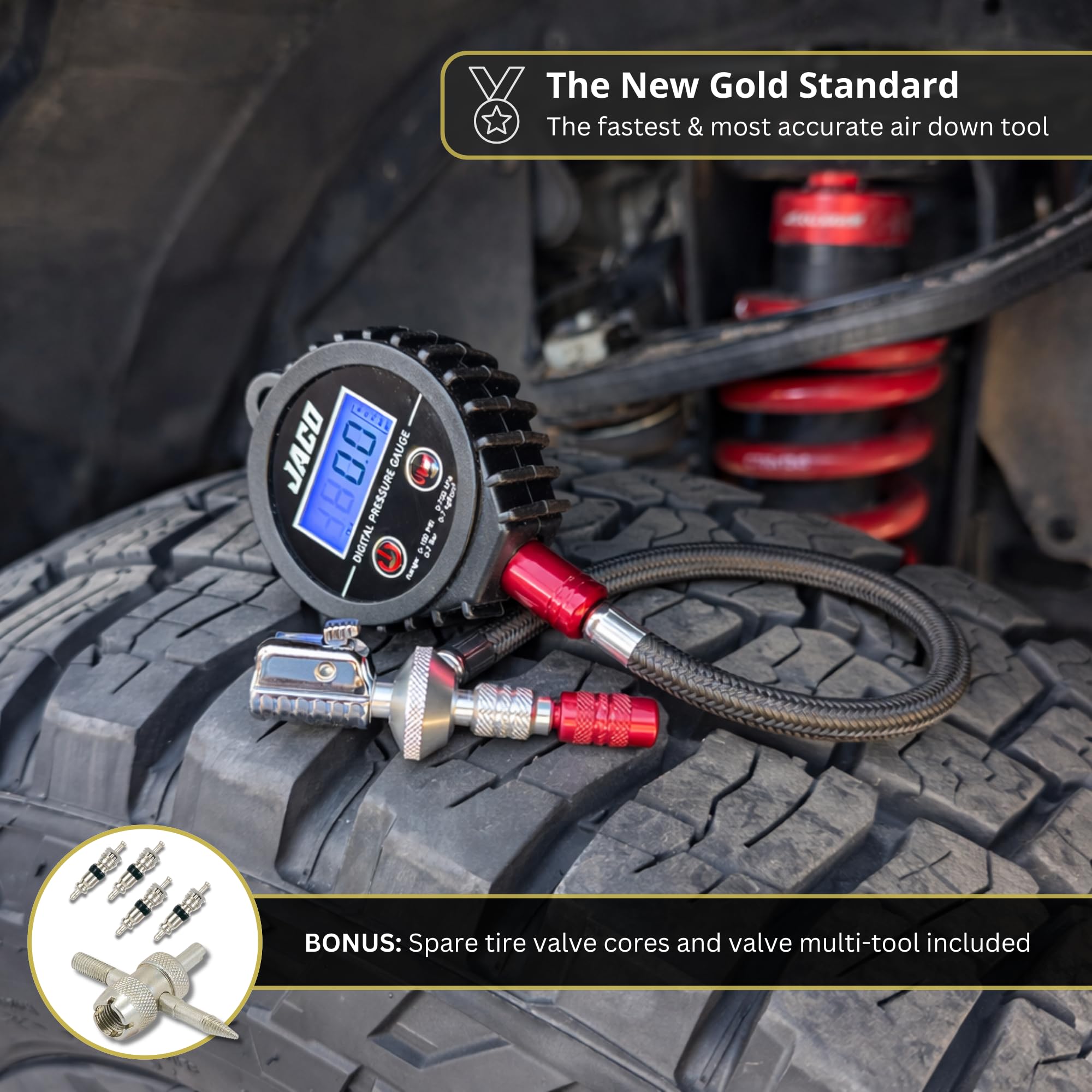 JACO Lightning RX4 kit accessories in pouch showing spare cores and valve tool