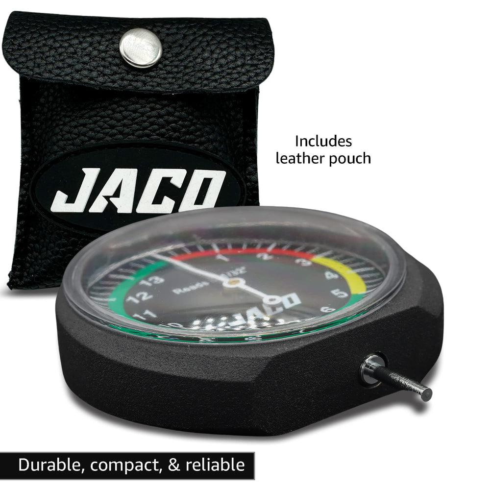 JACO TreadPro color-coded scale detail with green yellow red bands for quick assessment