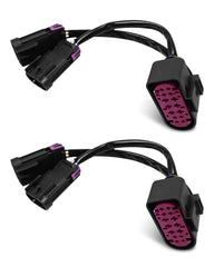 JadeBirch front view of two conversion harnesses showing plugs and housings for easy fit