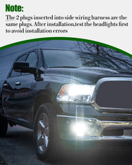 JadeBirch harness installed on Ram truck headlight demonstrating tidy connection benefit