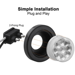 Jamarco view of grommet and two-prong pigtail enabling quick install