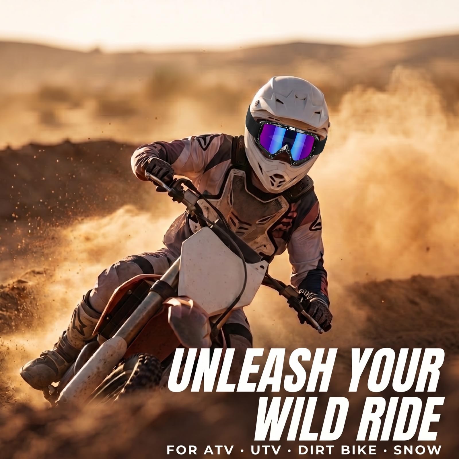 JAMIEWIN goggles in dusty environment showing dustproof design and clear vision benefit