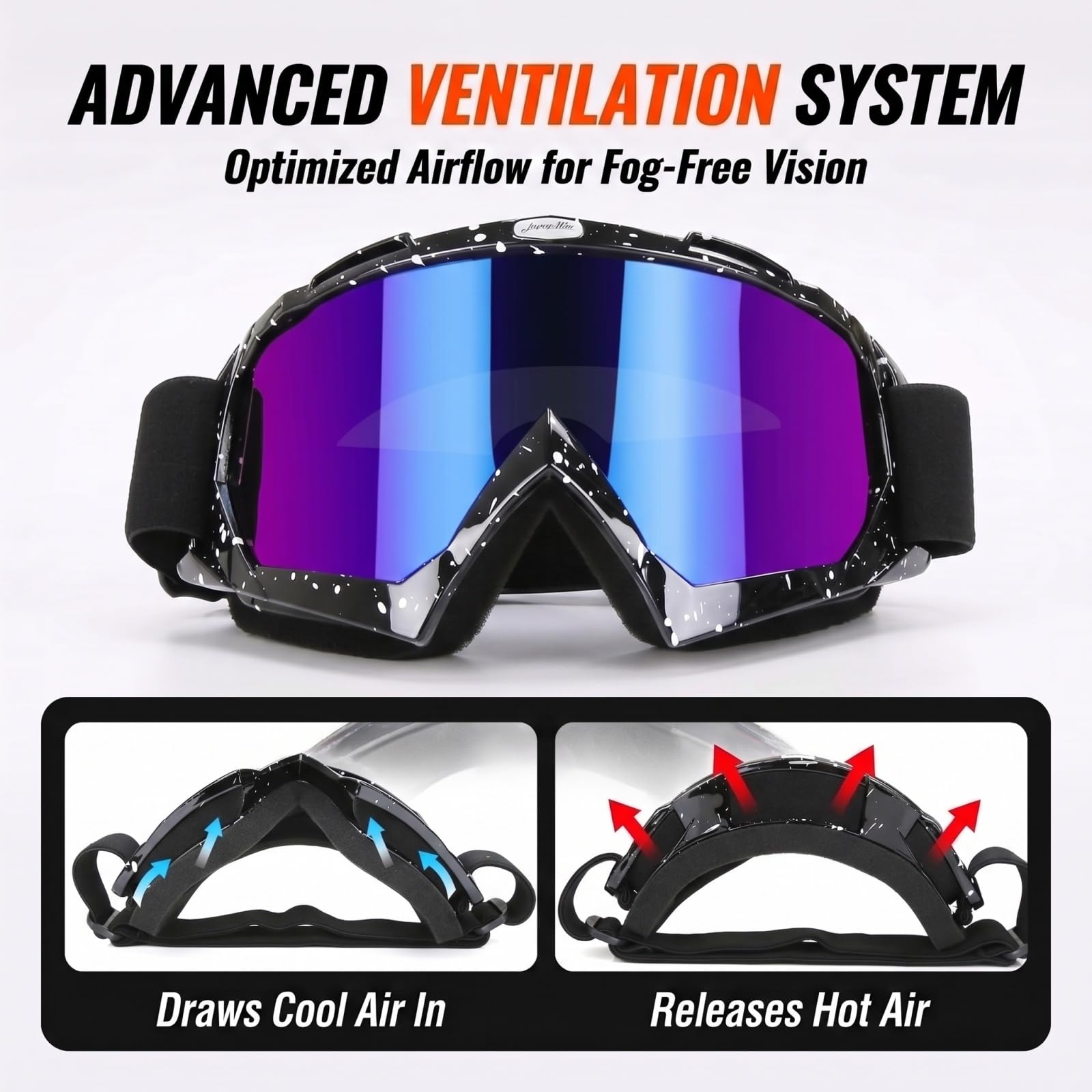 JAMIEWIN goggles held in hand to show compact size and flexible TPU frame benefit