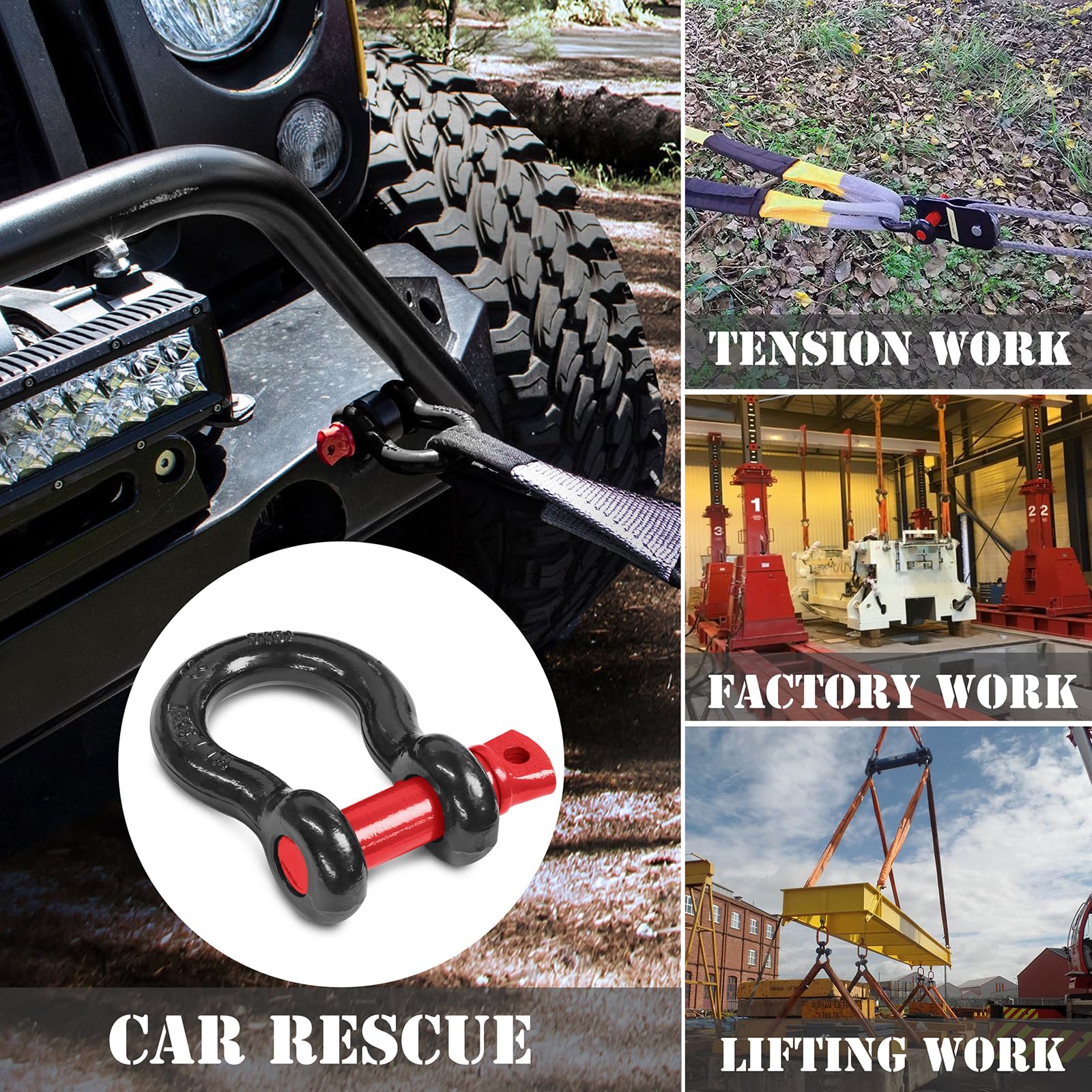 Jamiikury shackles in an off-road recovery scene demonstrating reliable strength