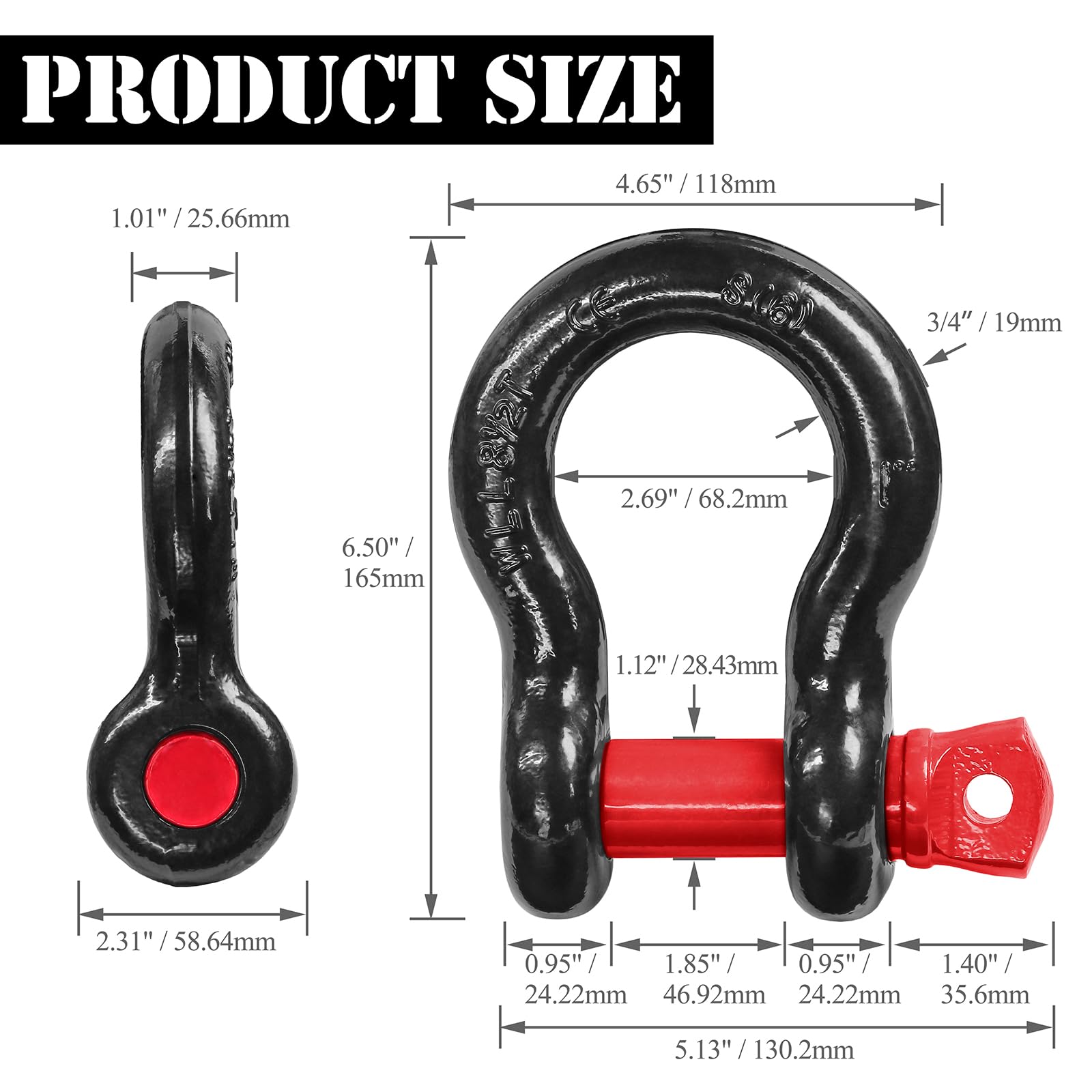 Jamiikury shackle attached to winch hook illustrating safe, secure connection