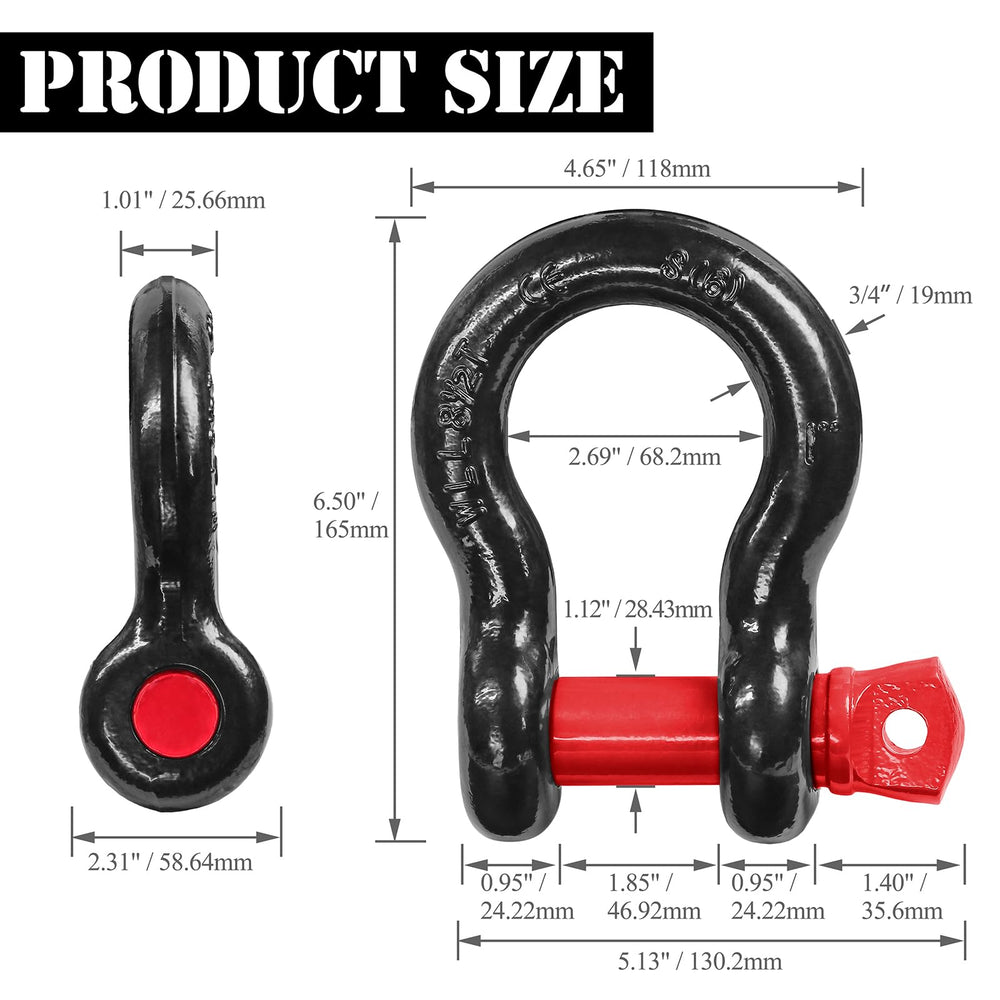 Jamiikury shackle attached to winch hook illustrating safe, secure connection