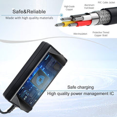 Janboo charger cable and plug demonstrating length and easy reach
