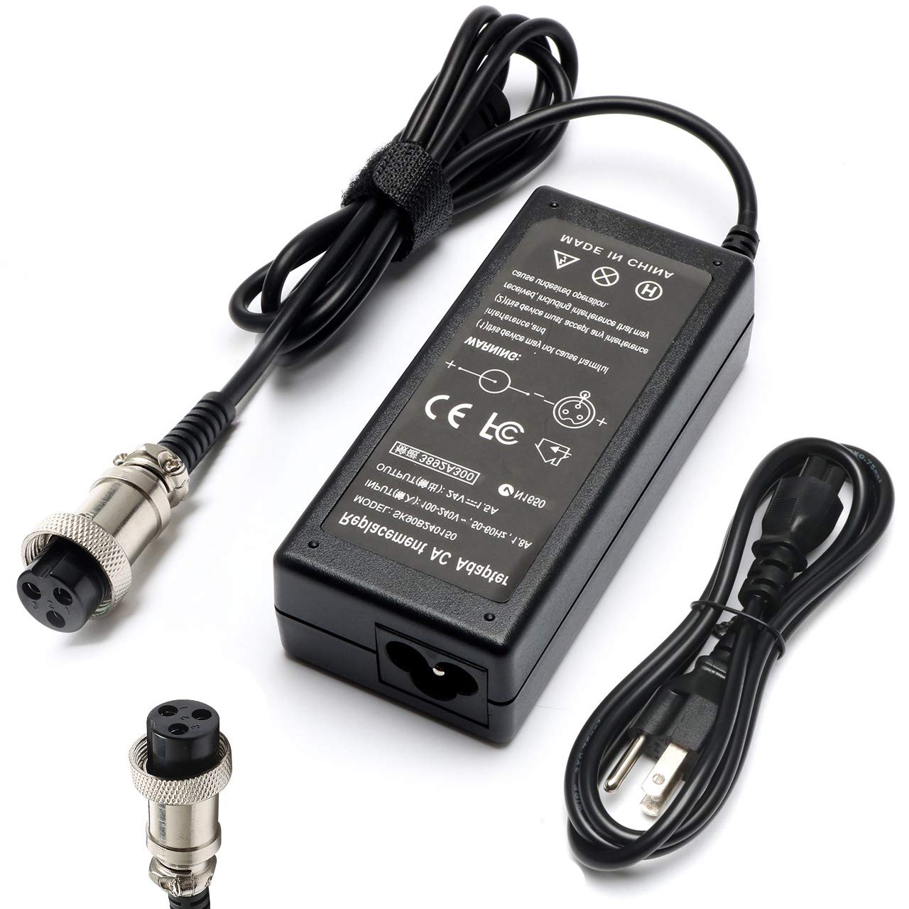 Janboo 24V charger front view showing compact design and secure build