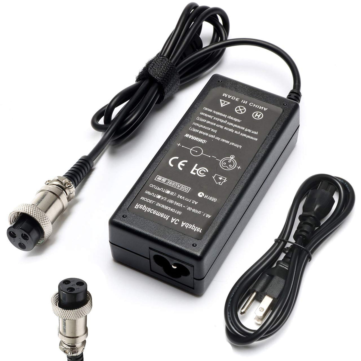 Janboo 24V charger front view showing compact design and secure build