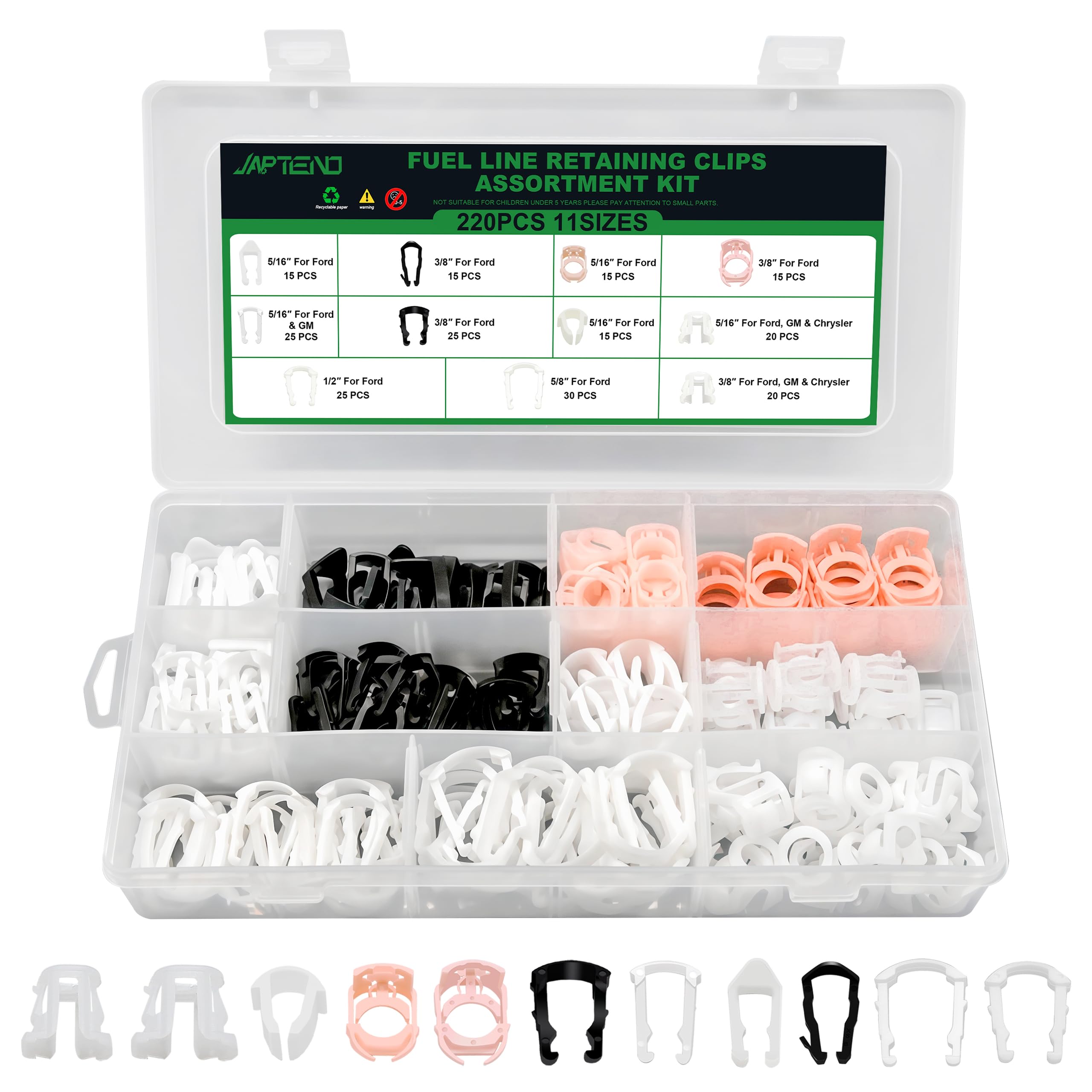 Japtend front of packaging showing kit and organized compartments for quick access