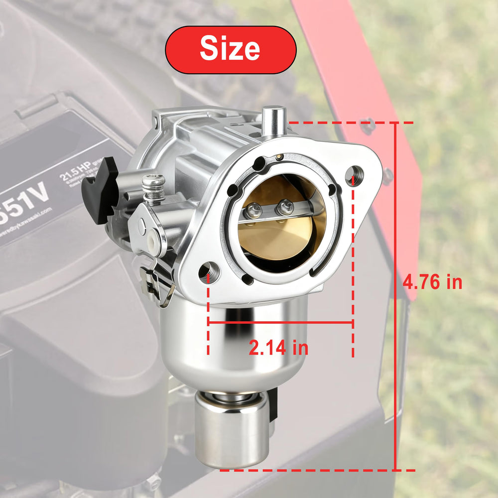 JAVENYIMAN carburetor next to ruler showing compact size for accurate fit confirmation