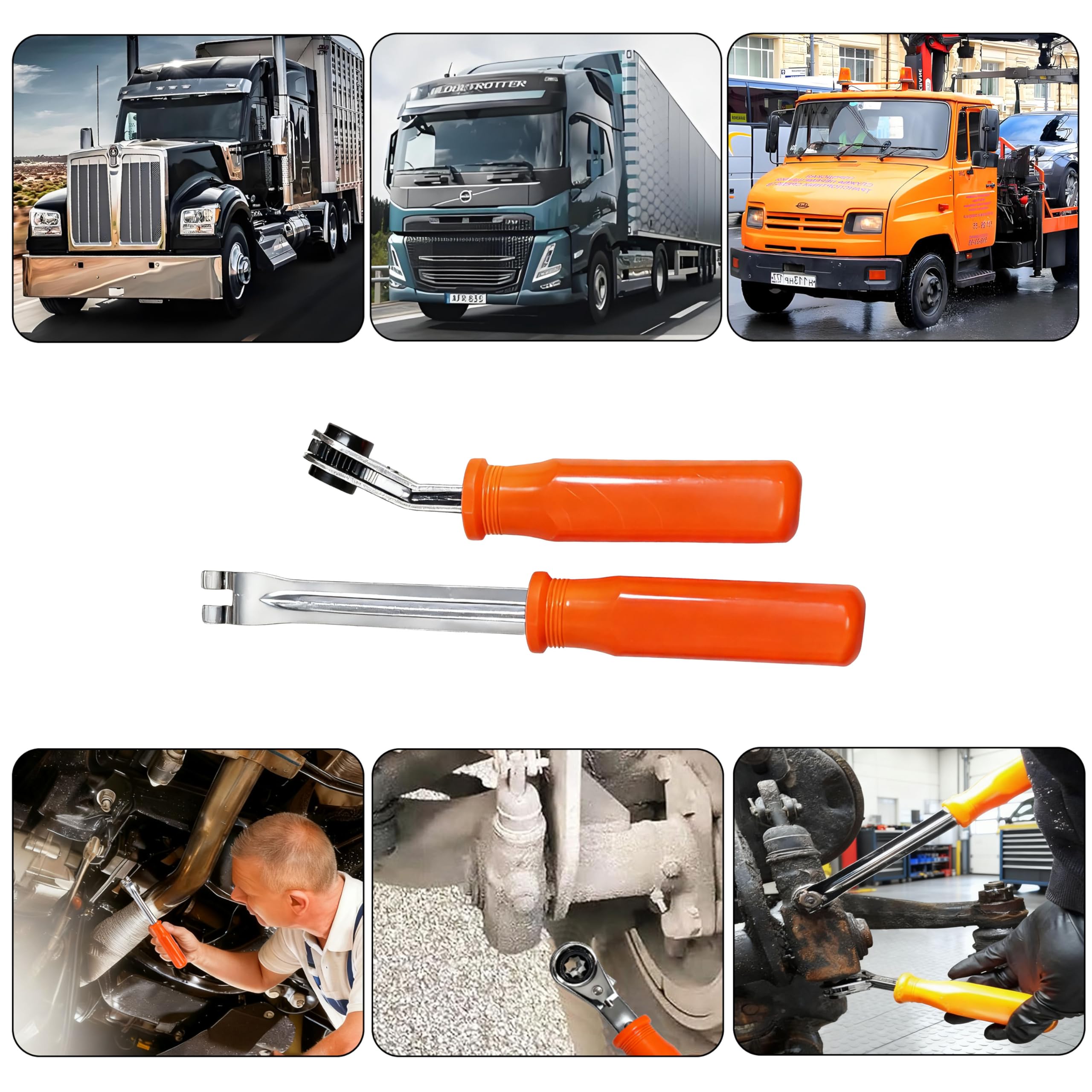 JAVENYIMAN tool set being used on a heavy-duty truck brake demonstrating practical access