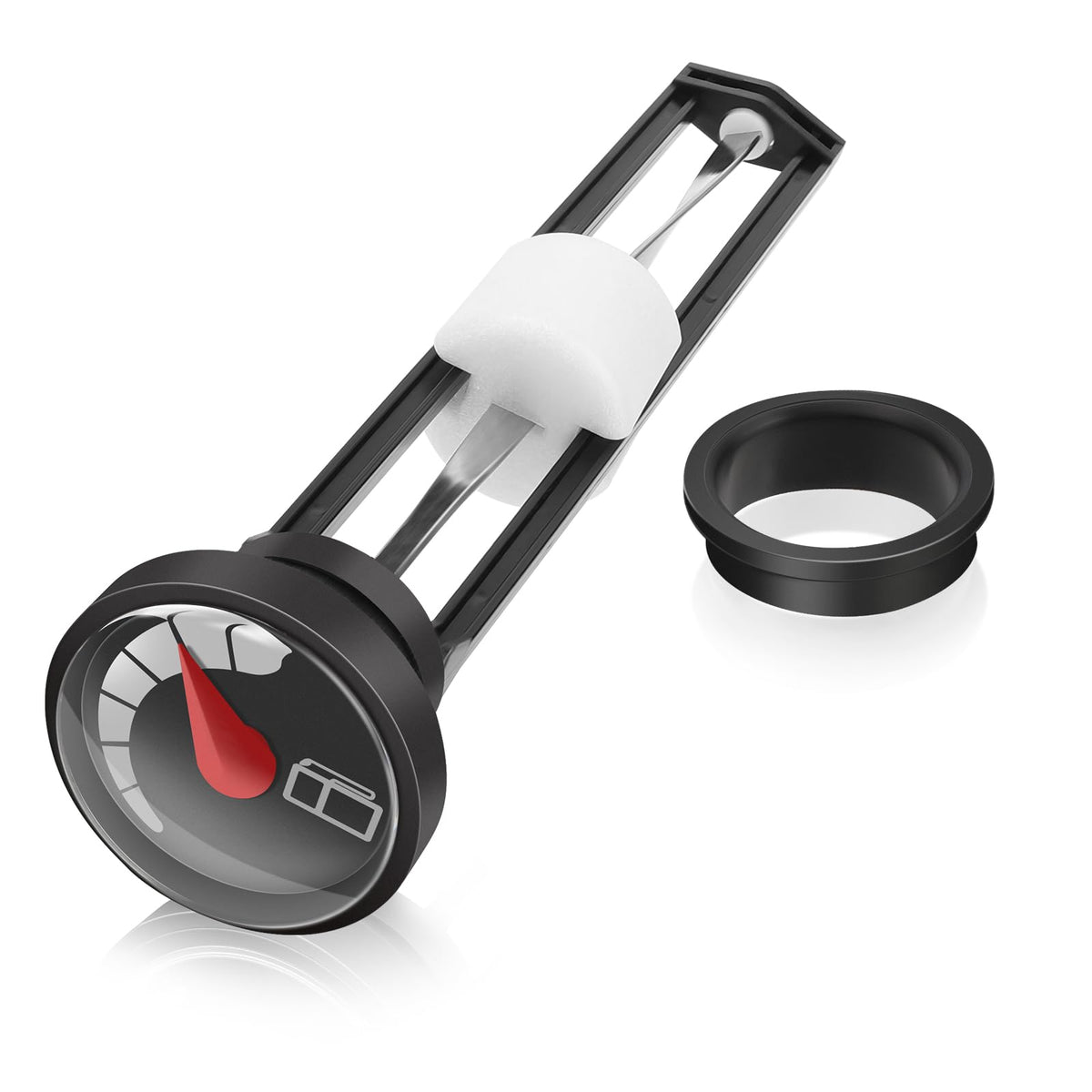 JAVIK fuel gauge front view showing mounting and connector for easy replacement