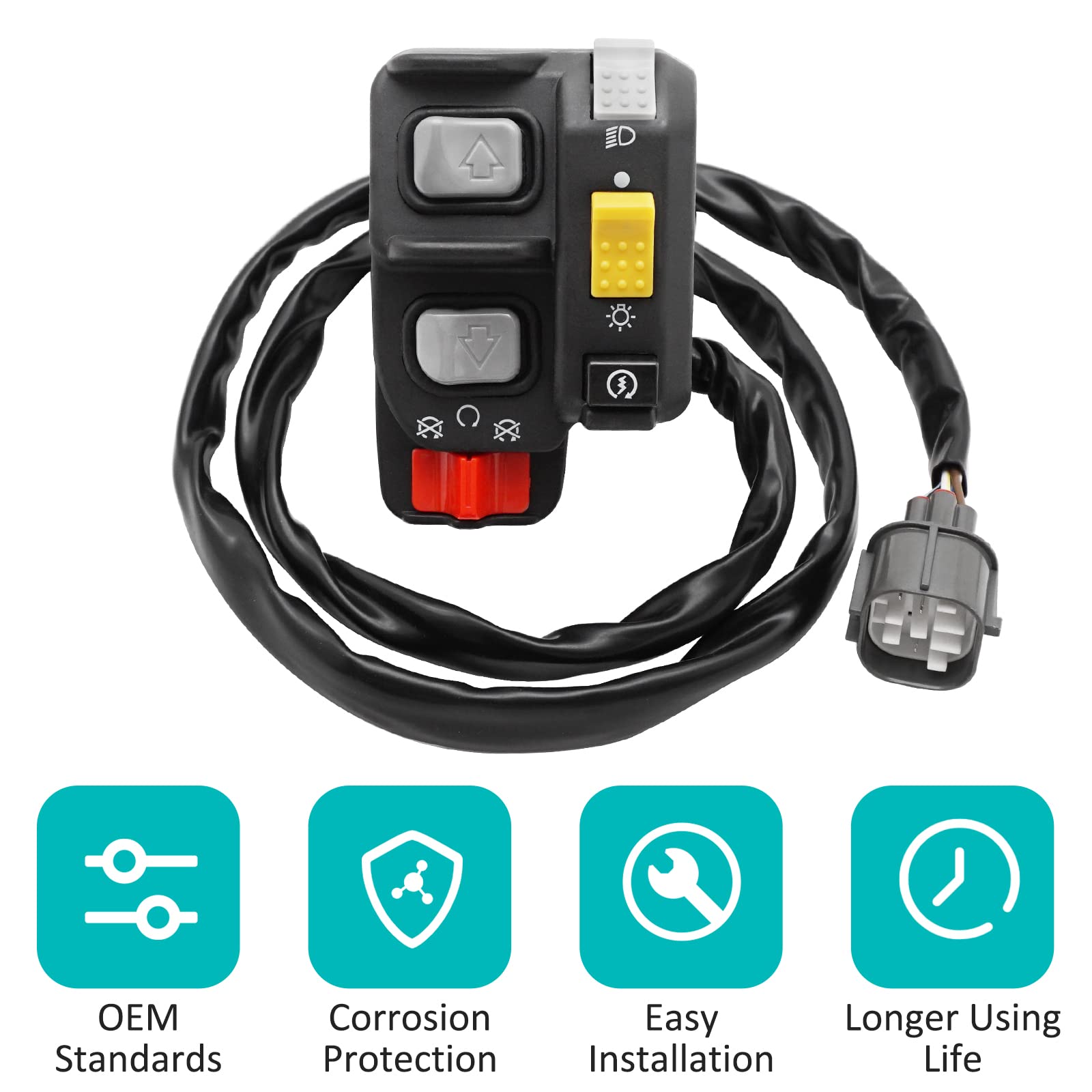JAVIK switch next to ruler showing compact size for easy installation