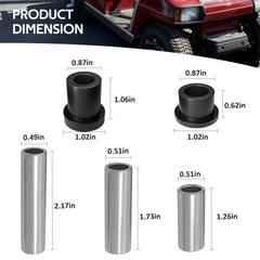 JAVIK leaf spring bushings arranged with sleeves to illustrate included components benefit