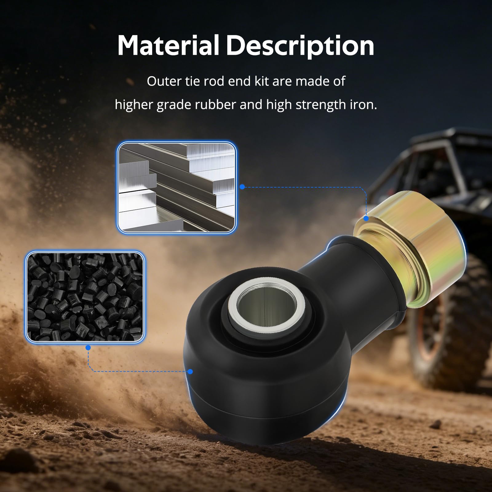 JAVIK tie rod end ball joint and grease cap demonstrating durable protection and smooth steering