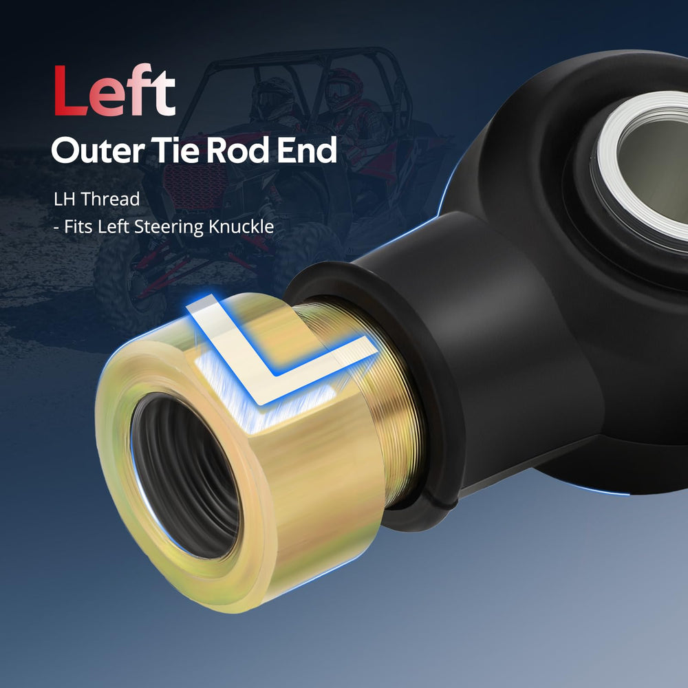 JAVIK tie rod end installed on Polaris RZR front suspension restoring steering accuracy
