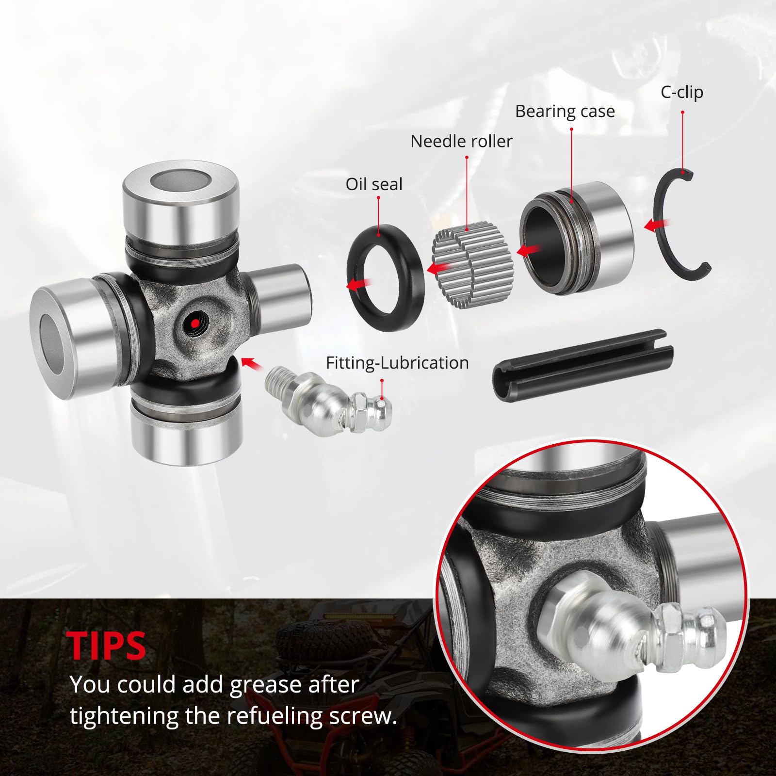 JAVIK yokes installed on Polaris RZR front axle illustrating restored driveline smoothness